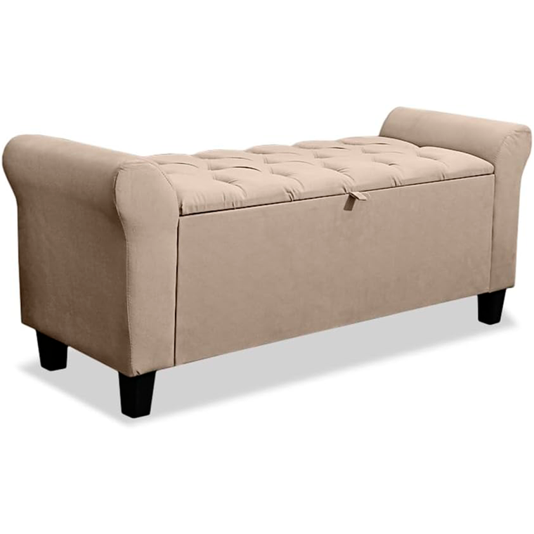 Bau Recamier Capitone 01 Casal Bege Mega Estofados