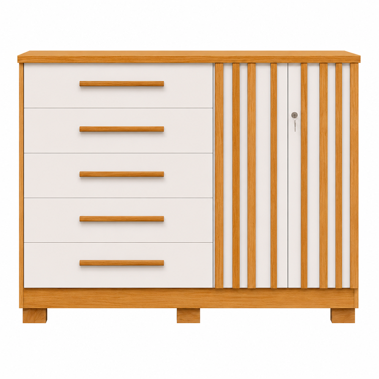 Comoda Bella 5G C/Sap Cinamomo Off White ACP Moveis