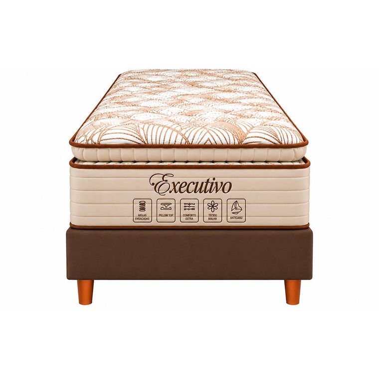 Conjunto Box Solteiro Executivo com Pillow Top e Molas Ensacadas 88x188 Softflex