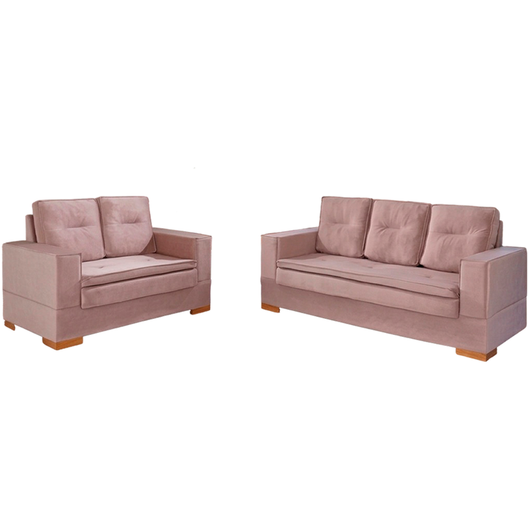 Conjunto de Sofa 2x3L Valencia Veludo Rose T03 JW Estofados