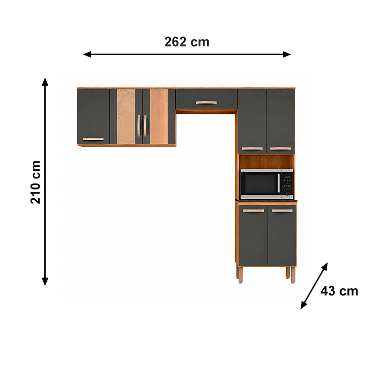 Cozinha Fit Freijo/Chumbo Portas De Vidro Nicioli