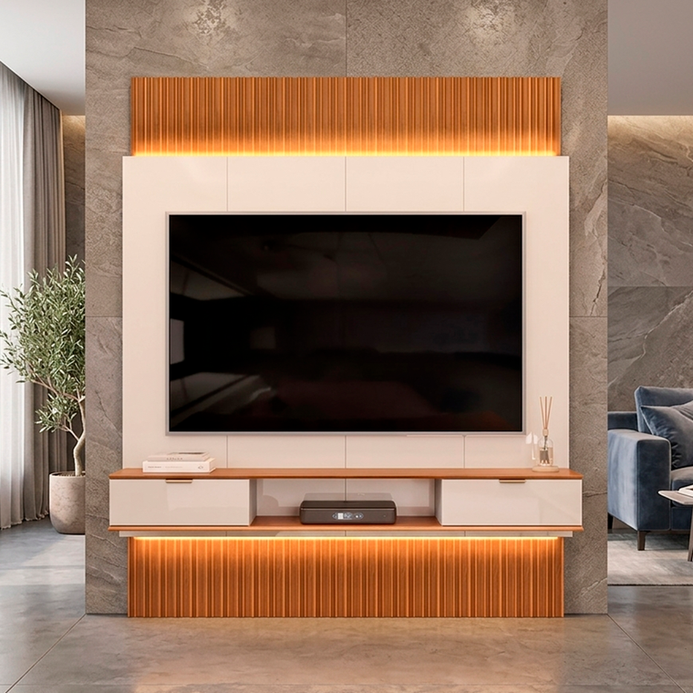 Painel Extensivel Hit 190 Freijo/Off White DJ Moveis