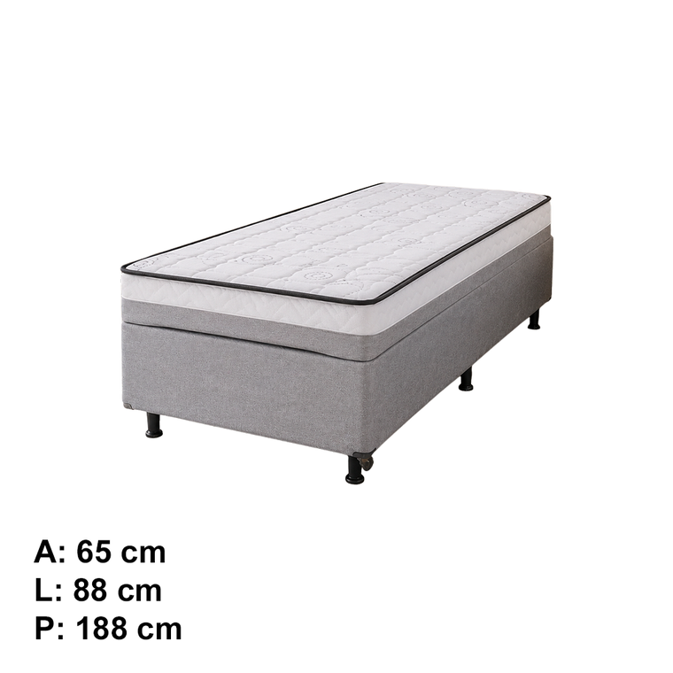 Conjunto Box Baú Acoplado Nápoles Solteiro Molas Ensacadas 88x65 Softflex