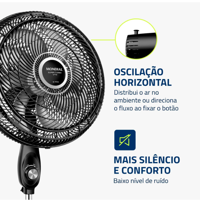 Ventilador de Coluna 40cm VSP-40C-NB Superpower Preto/Prata Mondial