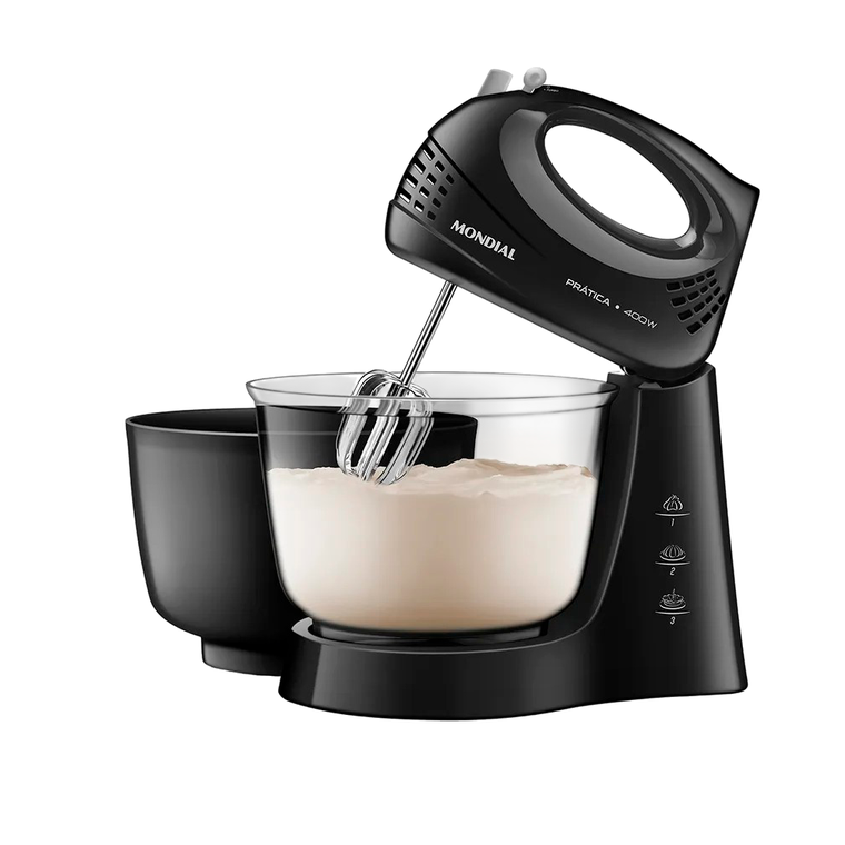 Batedeira 3V B-45 2 Tigelas 400w Preto/Inox Mondial