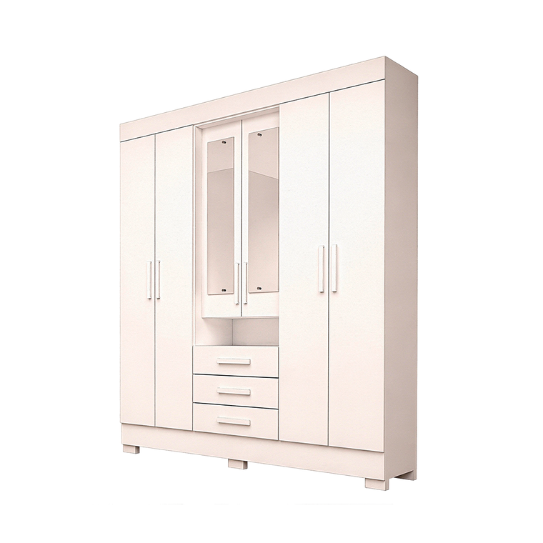 Roupeiro Debora 6 Portas Capelinha com Espelho Branco ACP Moveis