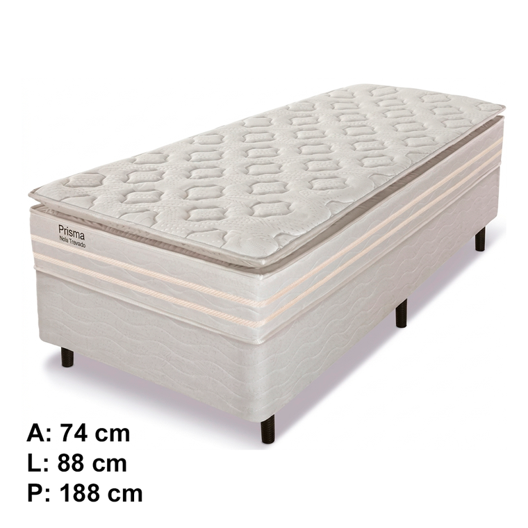 Conjunto Box Solteiro Prisma Molas Ensacadas 88x32 + Base Prisma 88x42 Reconflex