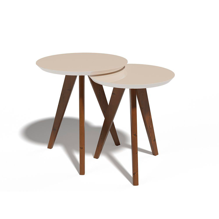 Conjunto Mesa Classic Lateral Redonda Off White Imcal