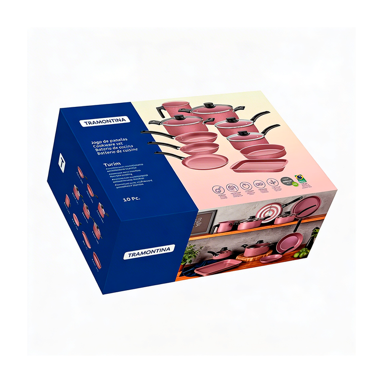 Jogo de Panela 10 Peças Turim Rosa 20297464 Tramontina