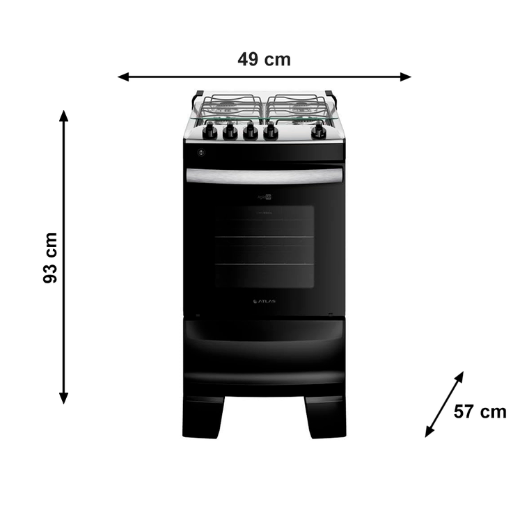 Fogão 4B Agile Up Preto Atlas