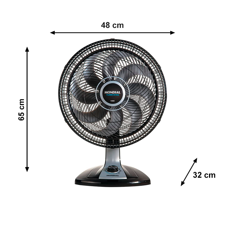 Ventilador 40CM VT-40 Turbo Preto/Prata Mondial