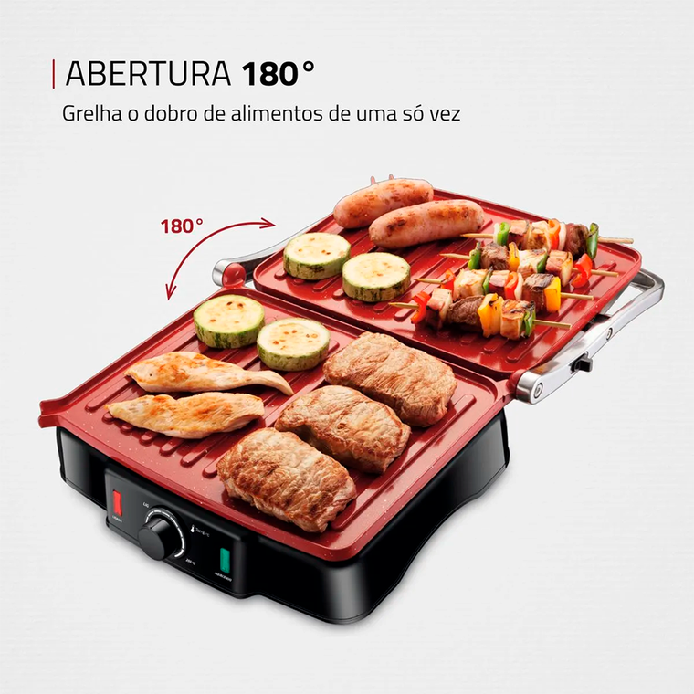 Press Grill Ceramic PG-02 220V Vermelho/Inox Mondial