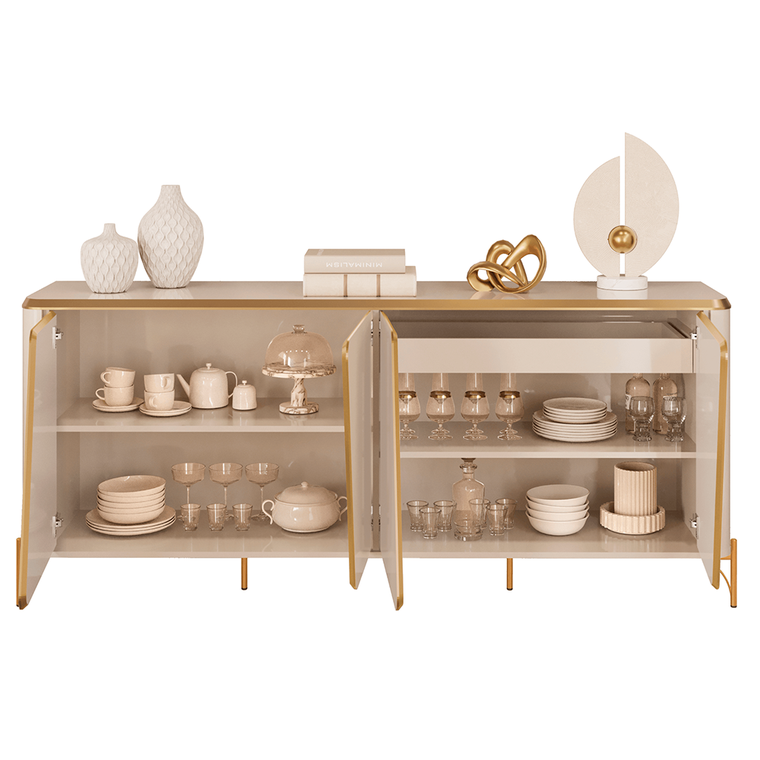 Buffet Liara Off White/Dourado Dj Moveis