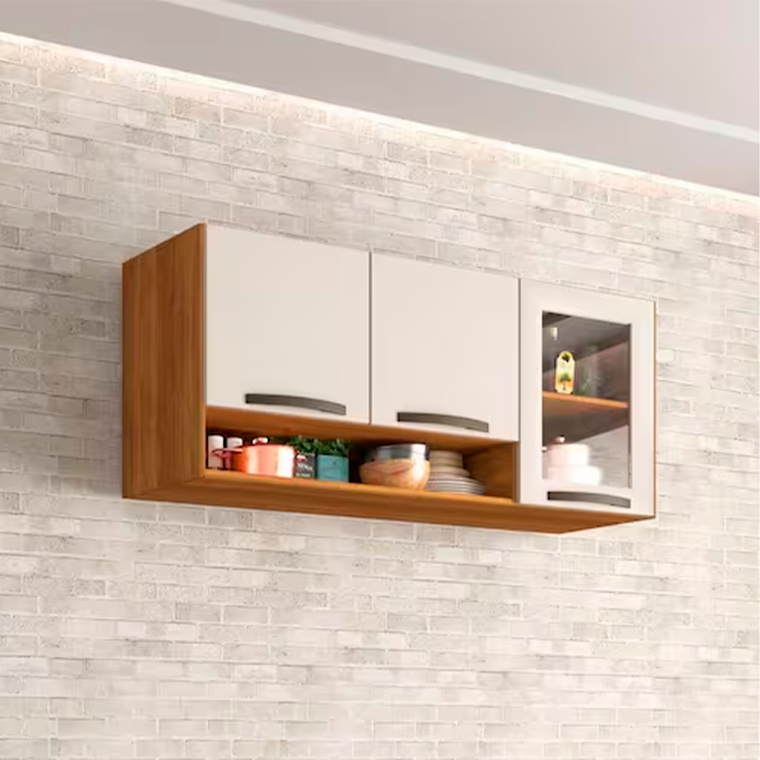 Aéreo Vidro Fume 3P Cozinnha New Valencia Cinamomo/Off Salleto