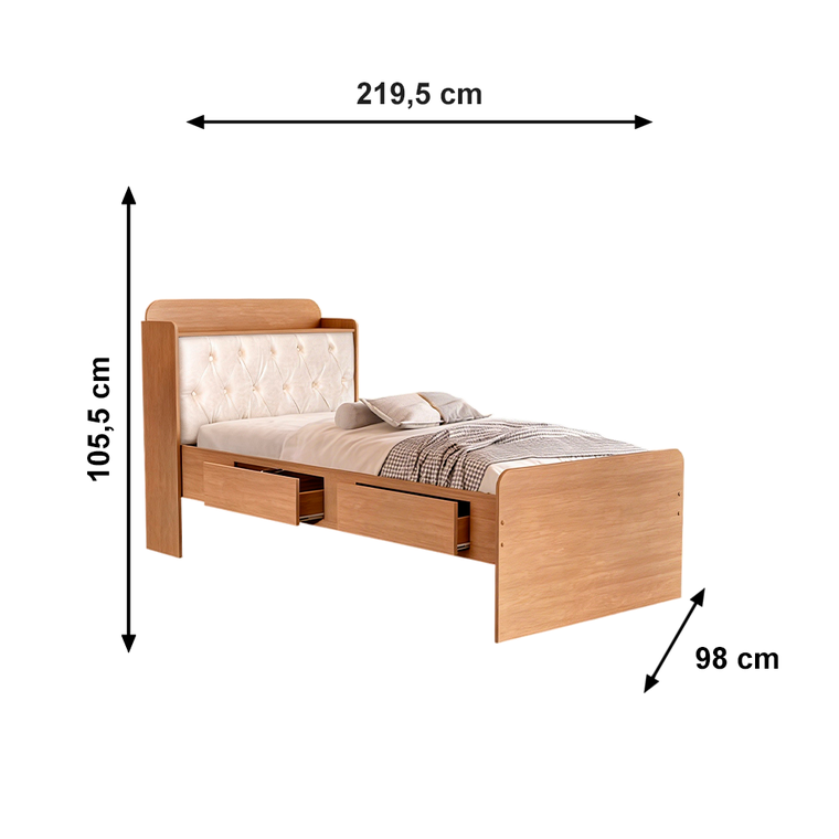 Cama Tamires Bau Castanho Cap Bege Cambel Vj Moveis