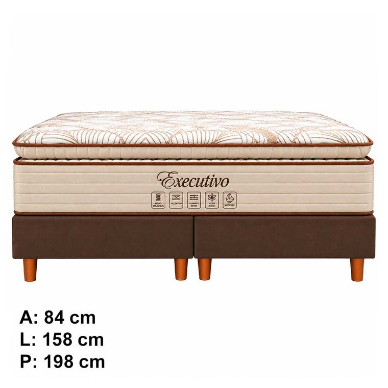 Conjunto Box Queen Executivo com Pillow Top molas ensacadas 158x198 Softflex