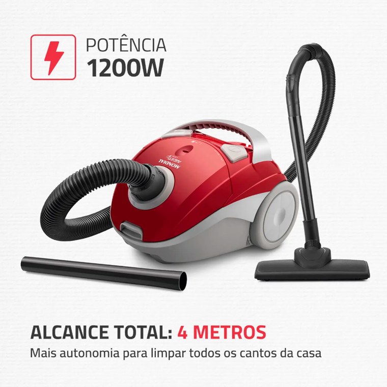 Aspirador de Pó AP-12 1200W Vermelho/Prata Mondial