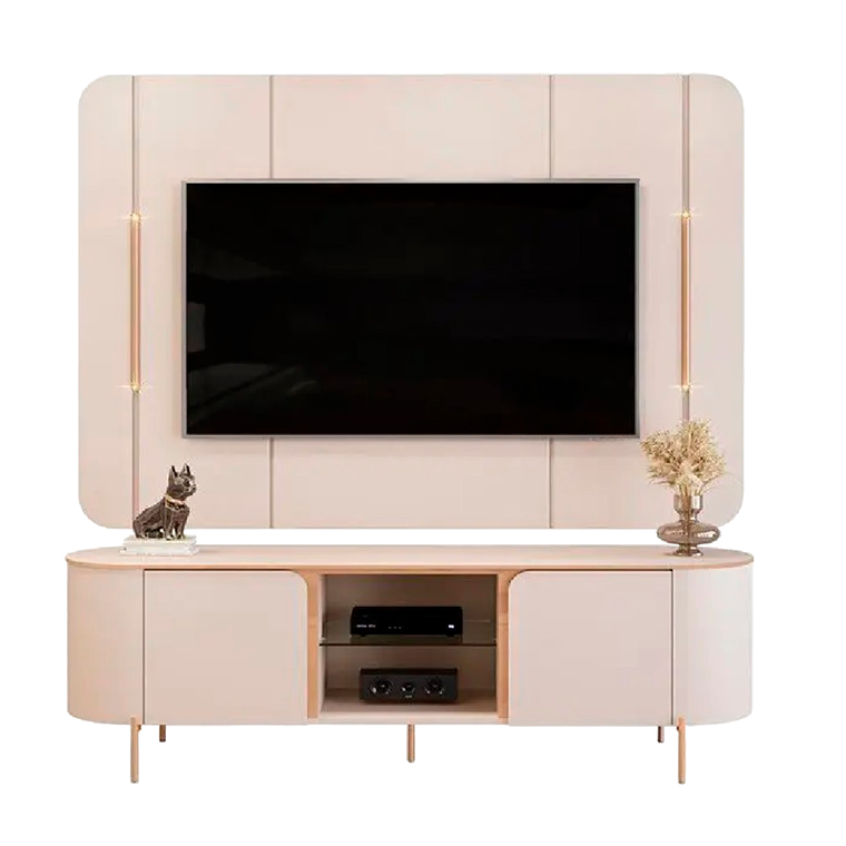 Bancada com Painel Adele Off White/Off White DJ moveis