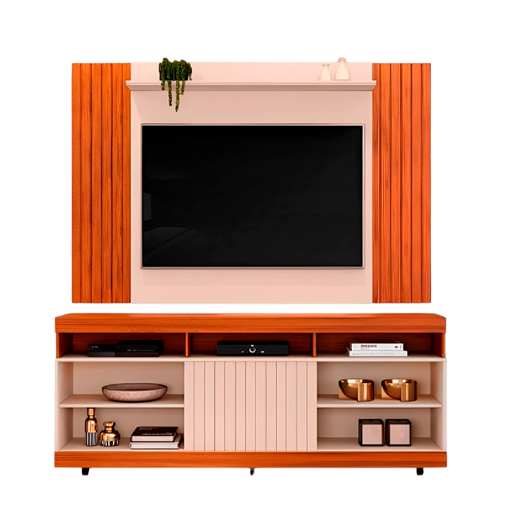 Rack Dili 1,60L Com Painel Trend Freijo/Off White Dj Moveis
