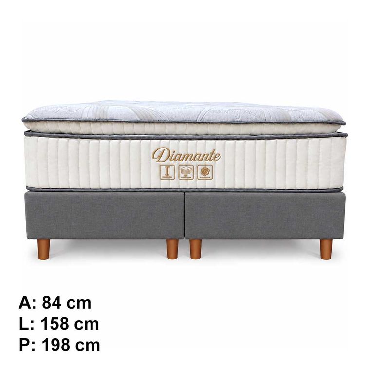 Conjunto Box Queen Diamante com Pillow Top Molas Ensacadas 158X198 Softflex