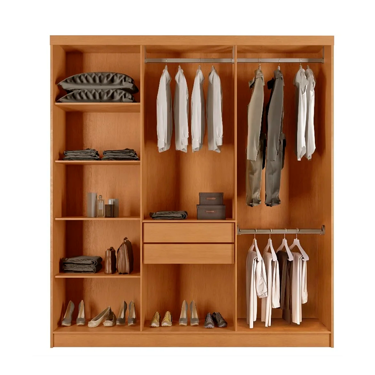 Roupeiro Hawaii 6 Portas com Pés Naturale/Off White Rufato