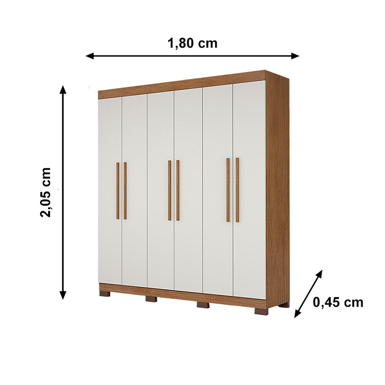 Roupeiro Noronha 6 Portas com Pés Cinamomo Josan 