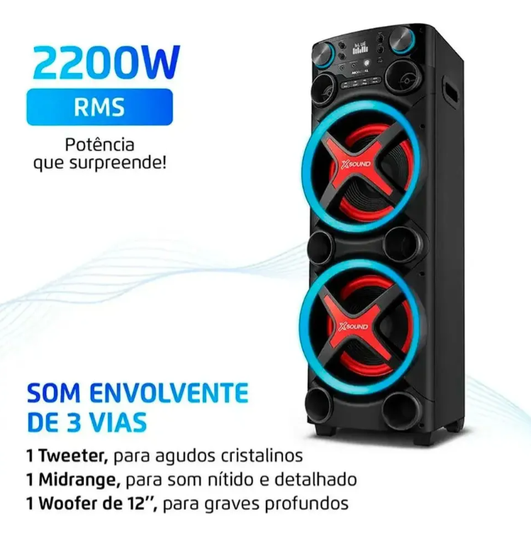 Caixa Amplificada Torre TM-2200 2200W Mondial