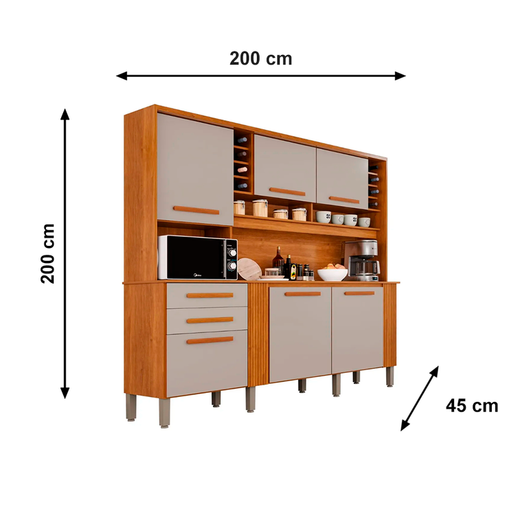 Armário De Cozinha Catar Cinamomo/Off Salleto