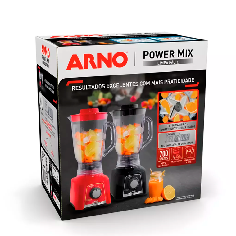 Liquidificador LQ33 15V Power Mix Limpa Fácil LN2968B2 700W Preto Arno