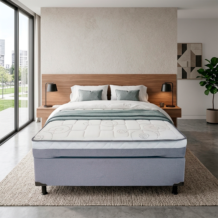 Conjunto Box Baú Acoplado Nápoles Casal 138x65 com Molas Ensacadas Softflex