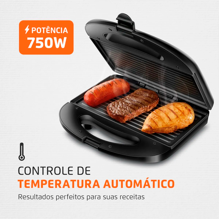 Sanduicheira SN-01 Pratic 750W Preto Mondial