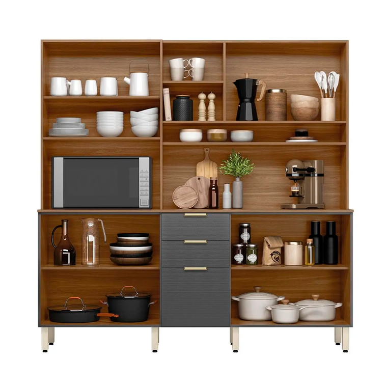 Kit Cozinha Compacta 10P 2G Amora Amendola/Grafito Prime Tx Demobile