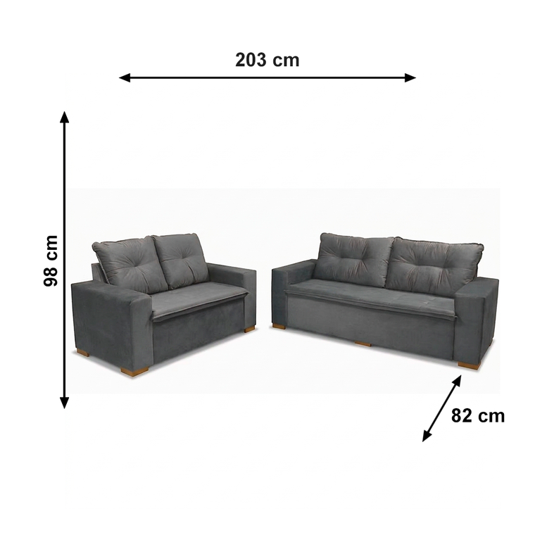 Conjunto Sofa Icaro Cinza JA ESTOFADOS