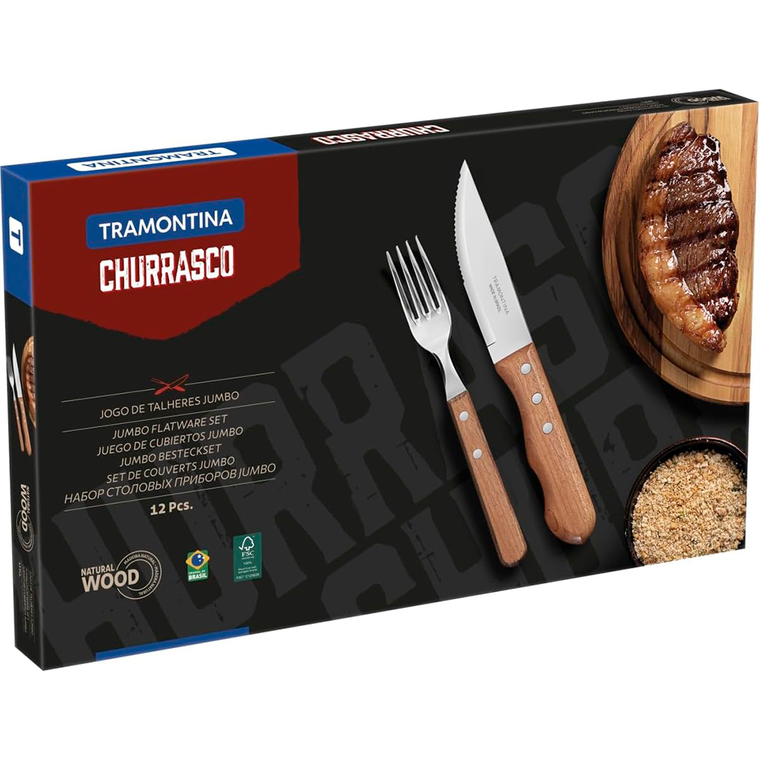 Jogo para Churrasco 12 Peças Sortido Cabo de Madeira 22399063 Tramontina