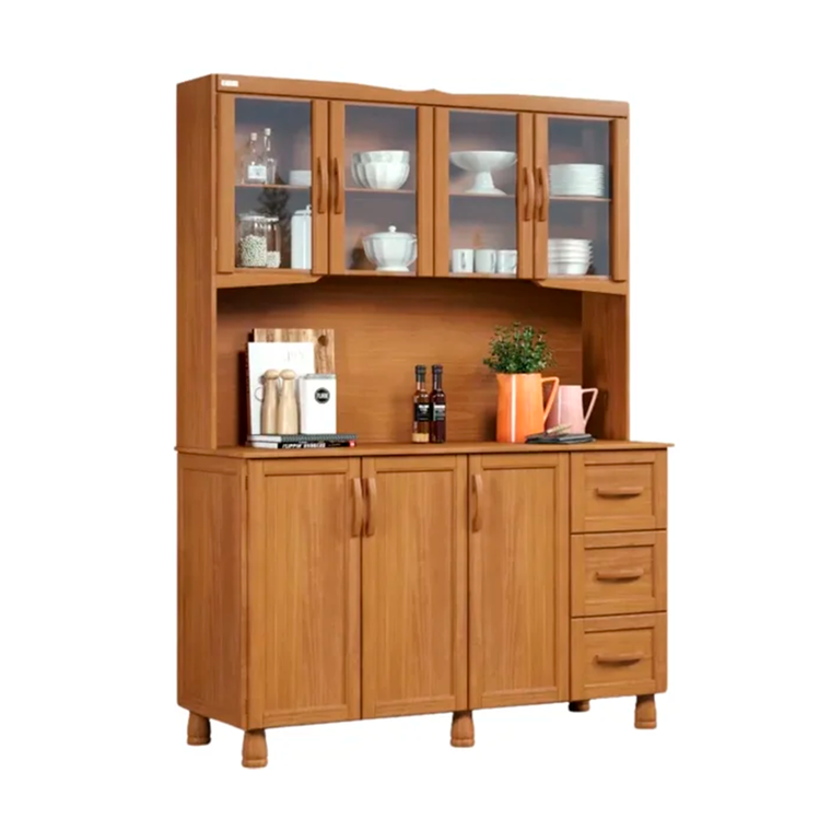 Cristaleira Perola 7P SUP Puxador Madeira ACA4371 Carvalho Acetinado Tozetto