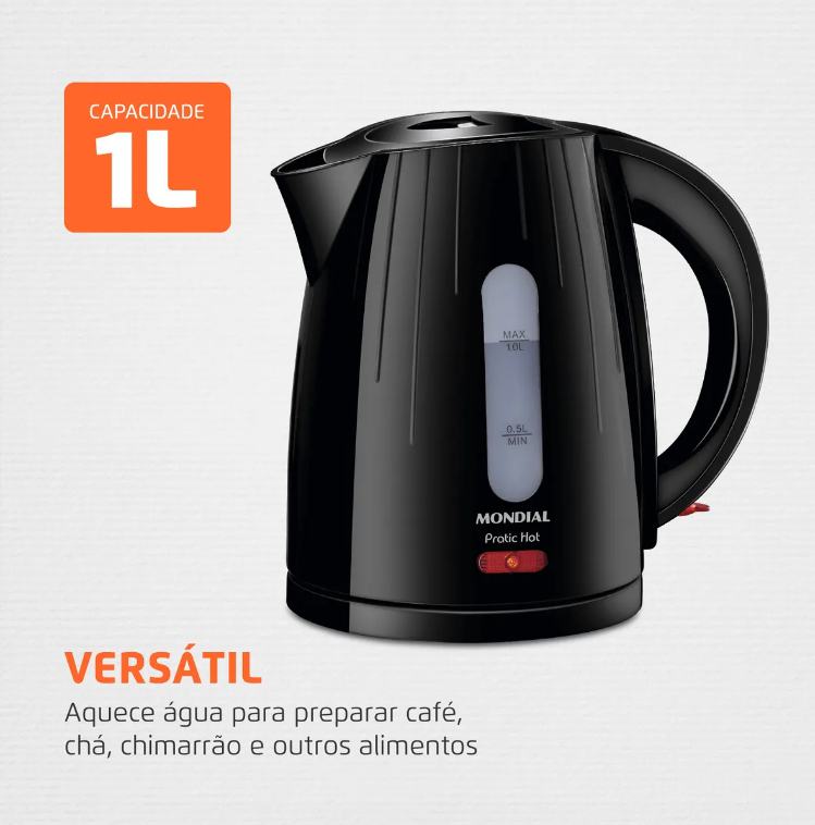 Chaleira Eletrica 1L CE-07 Preto Mondial