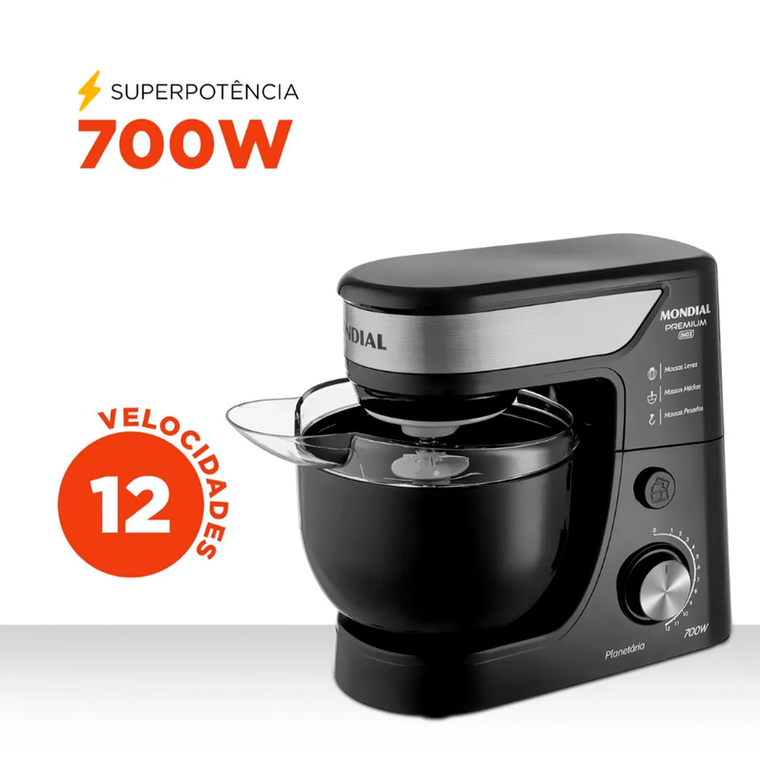 Batedeira 12V Planetária BP-03 700W Preto Mondial
