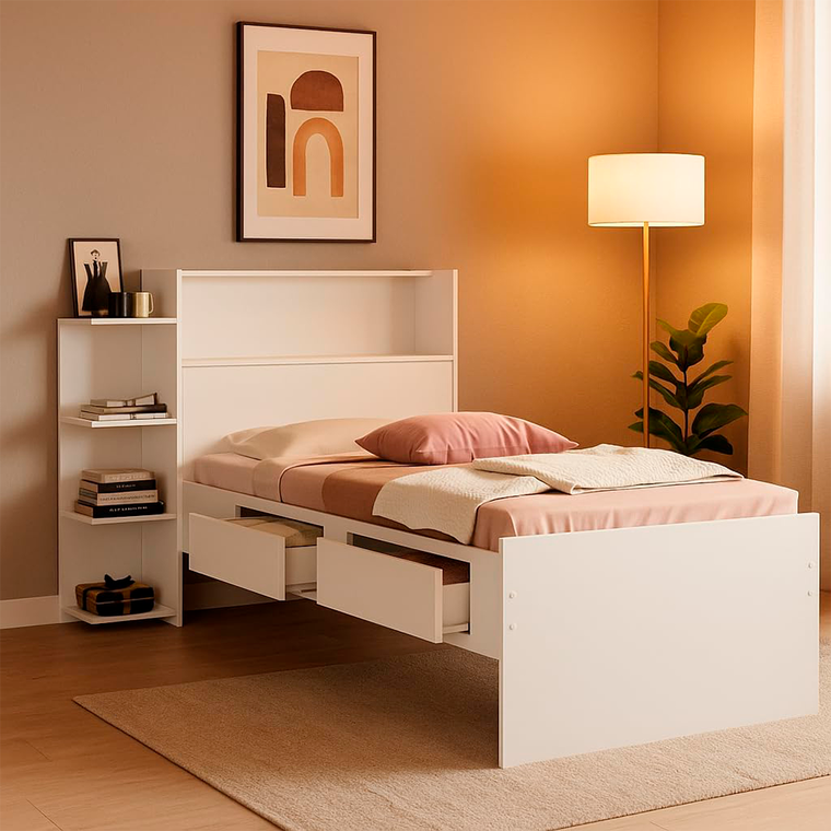 Cama Isa Bau Branco Cambel Vj Moveis