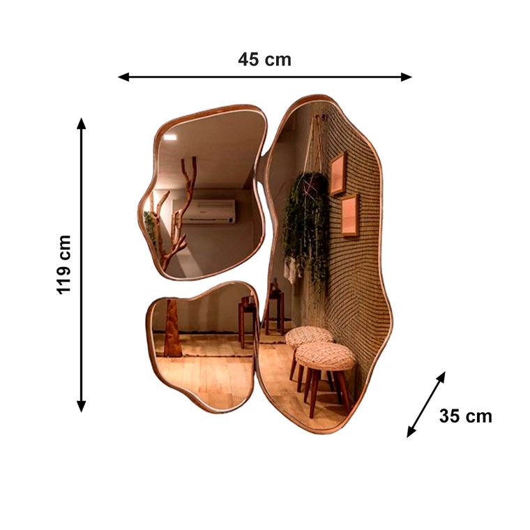 Conjunto Espelho Organico Slim 3Pçs CInamomo Fino Tok