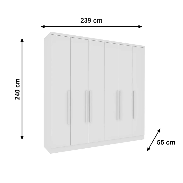 Roupeiro 6P Veneza C/PE Neve/Neve Tcil