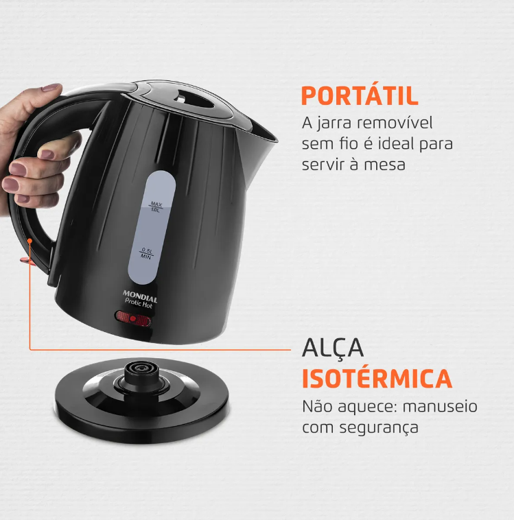 Chaleira Eletrica 1L CE-07 Preto Mondial