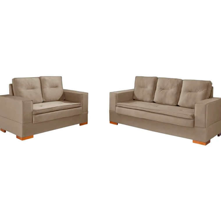Conjunto De Sofa 2x3L Valencia Veludo Bordo T05 Jw Estofados
