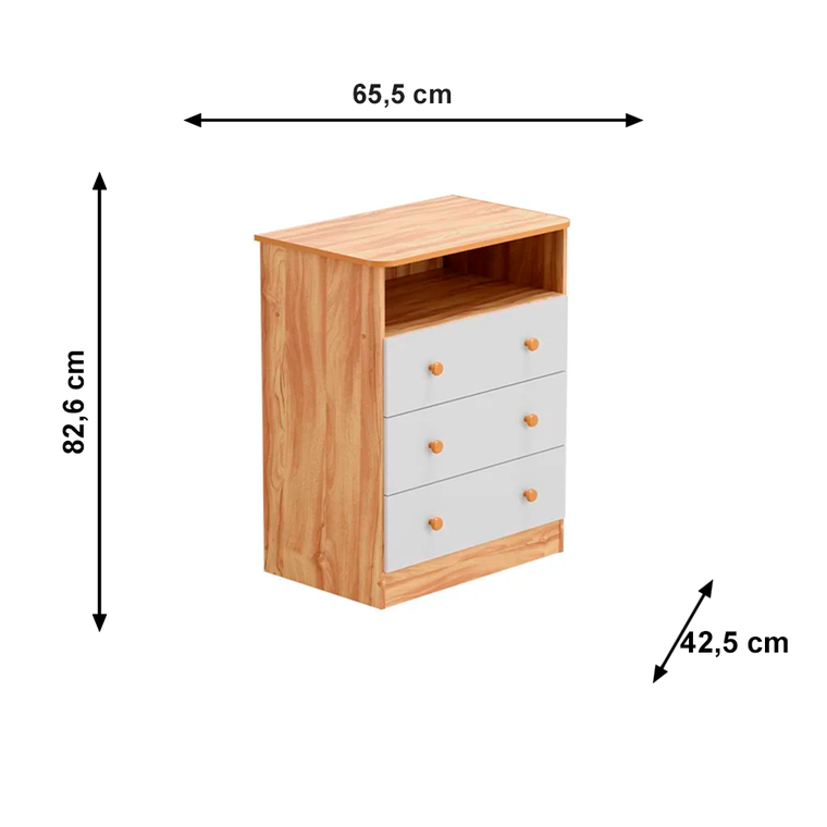 Comoda Smim New Branco Brilho Peroba