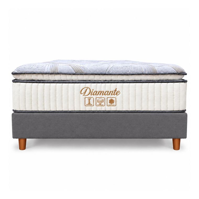 Conjunto Box Casal Diamante com Pillow Top e Molas Ensacadas 138x188 Softflex