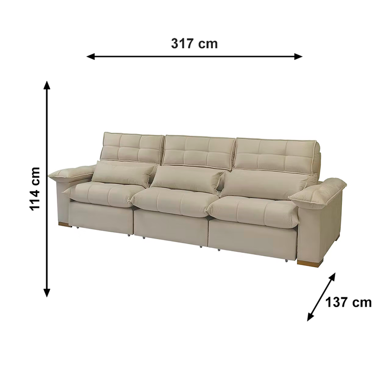  Sofa Pequim Top Veludo Marfim J.A Estofados