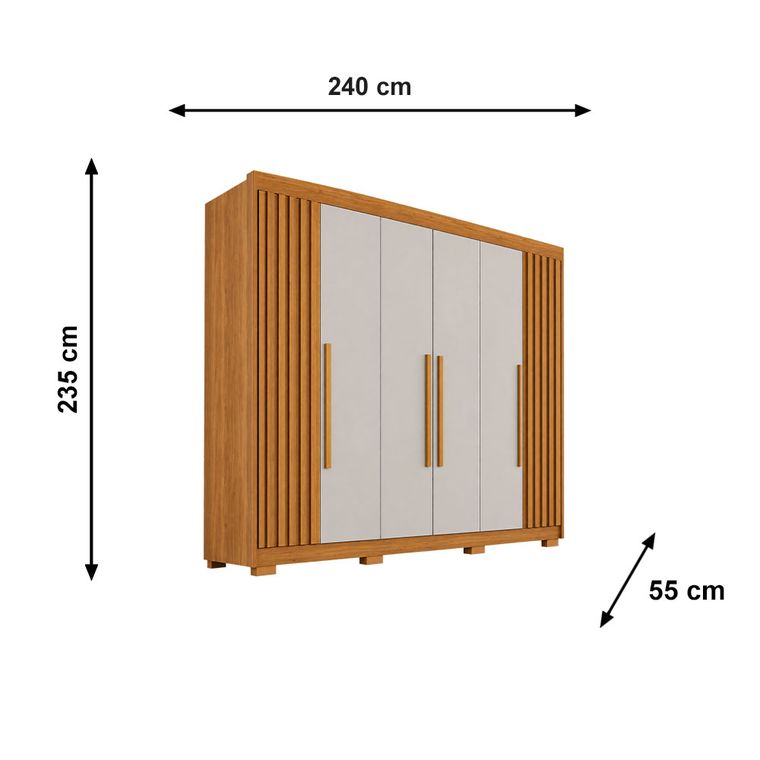 Roupeiro Granada Premium 100% MDF 6 Portas com Pés Salleto