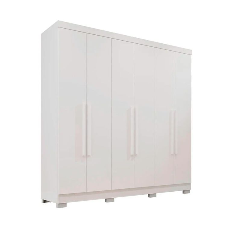 Roupeiro Recife 6 Portas com 8 Pés Branco Salleto