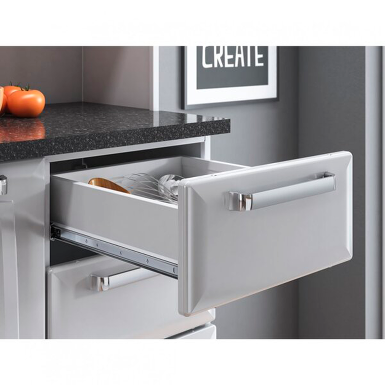 Armário kit de Cozinha Compacta Branco/Preto 120 em Aço 6 Portas 2 Gavetas Pratika Itatiaia