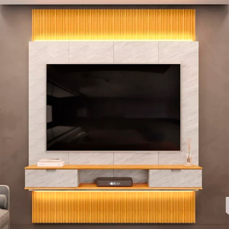 Painel Extensivel Hit 190 Cedro e Quartzo DJ Moveis