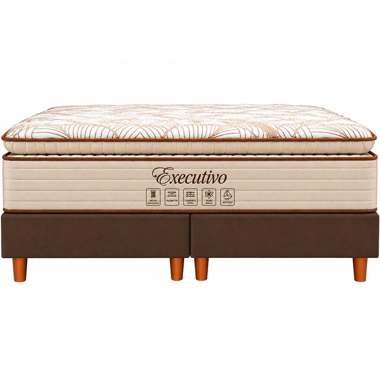 Conjunto Box King Executivo com Pillow Top Molas Ensacadas 193x203 Softflex